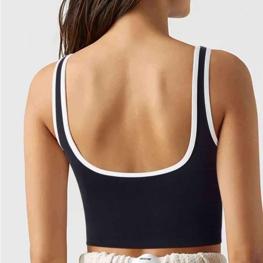 SuuksessWomen Sweetheart Neckline Sports Bra Workout Top Black White XS - Picture 2 of 9